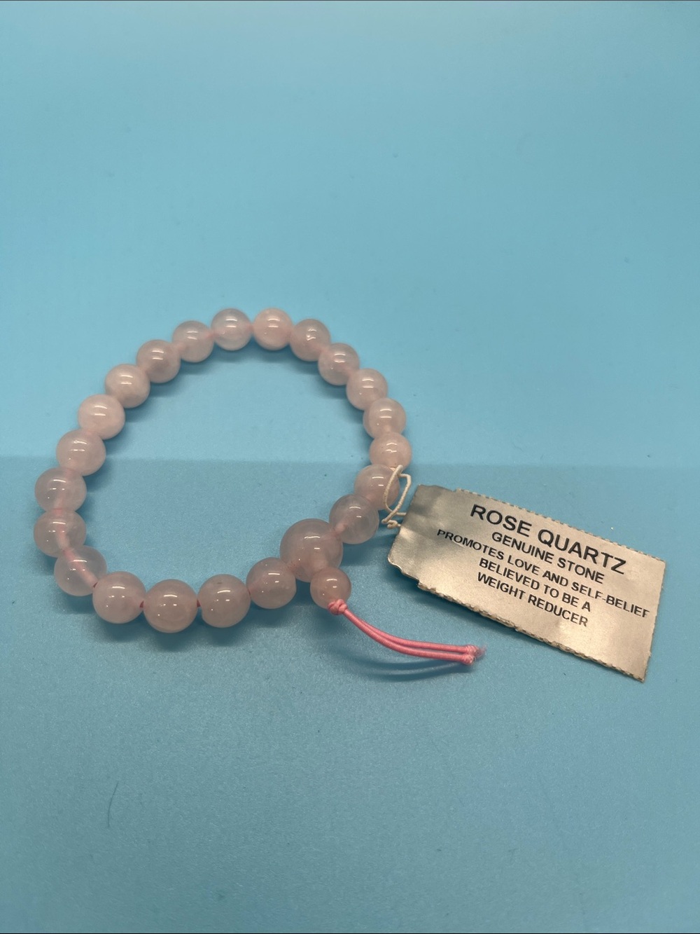 Rose Quartz Beaded Stretch Bracelet - Pink Gemstone